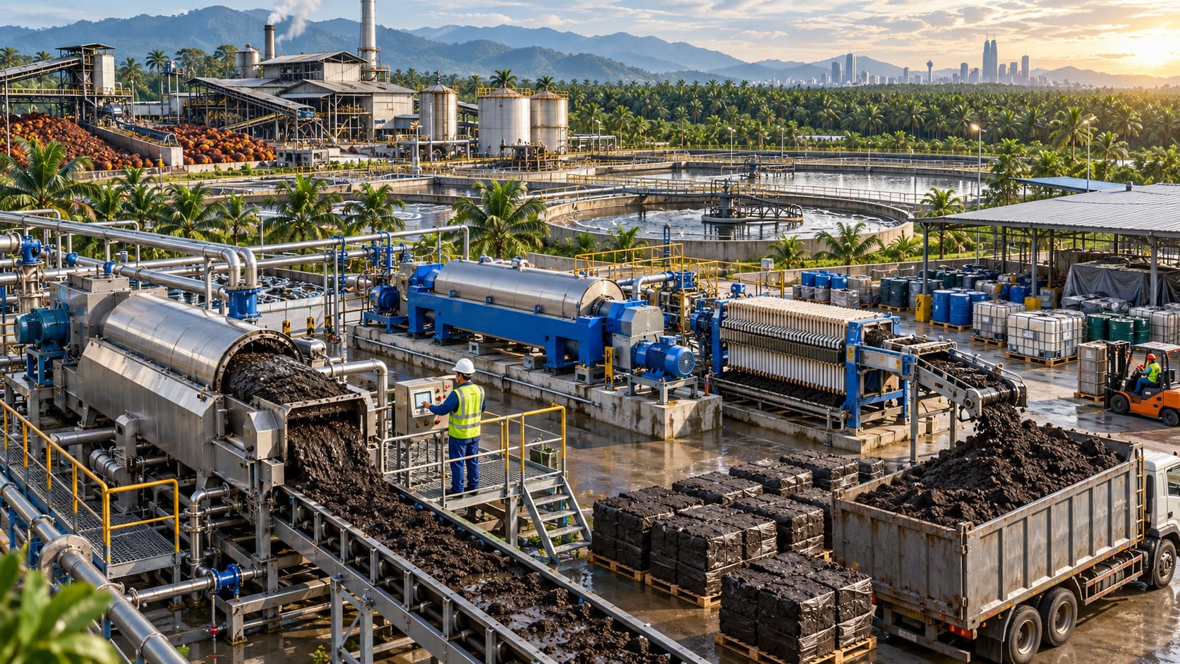 Distribuzione delle attrezzature per la disidratazione dei fanghi in Malesia: olio di palma, rifiuti speciali e il problema delle 20 tonnellate